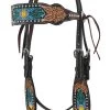 Rafter T Beaded Cactus Inlay Browband Headstall -Modern Life Shop BB4230 1
