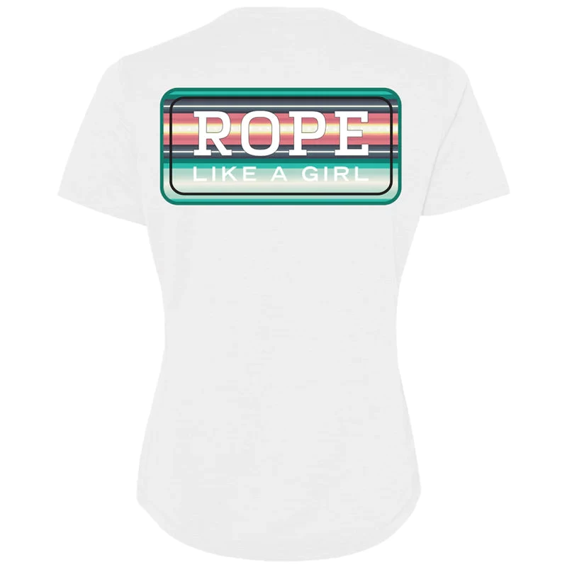 Hooey Women's "Bodega" White W/Teal/Peach Rope Like A Girl T-Shirt 3 Hooey Women's "Bodega" White W/Teal/Peach Rope Like A Girl T-Shirt