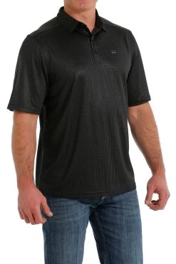 Cinch Men's Black Print ArenaFlex Polo Shirt -Modern Life Shop MTK1863022 2