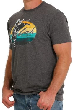Cinch Men's Heather Charcoal Bull Rider T-Shirt -Modern Life Shop MTT1690574 2