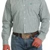 Cinch Men's Green Plaid Long Sleeve Button Down Shirt -Modern Life Shop MTW1105585