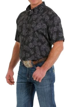 Cinch Men's Black Hawaiian Print Short Sleeve ArenaFlex Shirt -Modern Life Shop MTW1704113 3