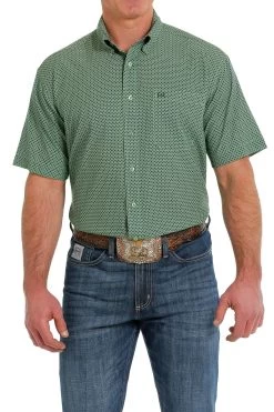 Cinch Men's ArenaFlex Printed Green Short Sleeve Shirt -Modern Life Shop MTW1704118 4 2