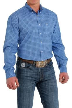 Cinch Men's Long Sleeve Blue Print ArenaFlex Shirt