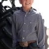 Cinch Boy's Navy Geometric Print ArenaFlex Shirt -Modern Life Shop MTW7060319