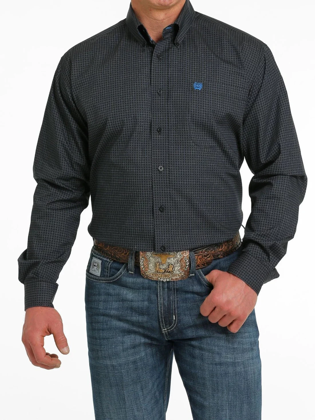 Men's Cinch Navy Printed Long Sleeve Shirt 3 Men's Cinch Navy Printed Long Sleeve Shirt