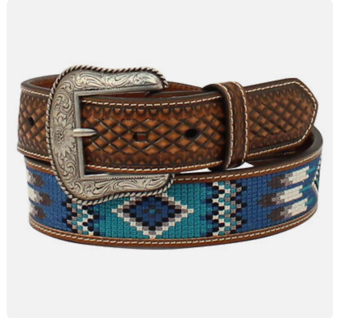 Ariat Men's Southwestern Embroidered Brown Belt 3 Ariat Men's Southwestern Embroidered Brown Belt
