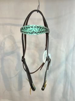 San Saba Chocolate Floral Browband Headstall W/Buckstitch