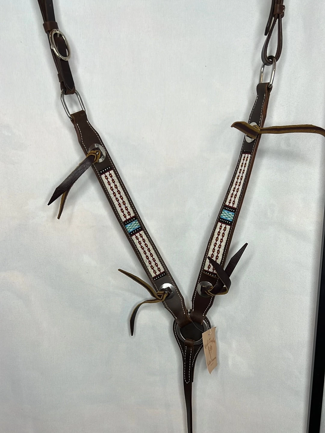 R Bar B-PT Brown Leather W/Beaded Inlay Breastcollar 6102-DBO 4 R Bar B-PT Brown Leather W/Beaded Inlay Breastcollar 6102-DBO - Image 2
