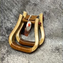 R Bar B Wooden Stirrups W Red Silver