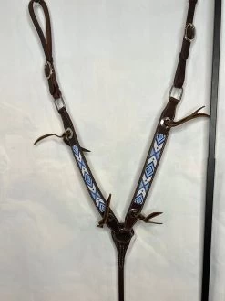 R Bar B-PT Brown Leather W/Beaded Inlay Breastcollar 6102-DBO