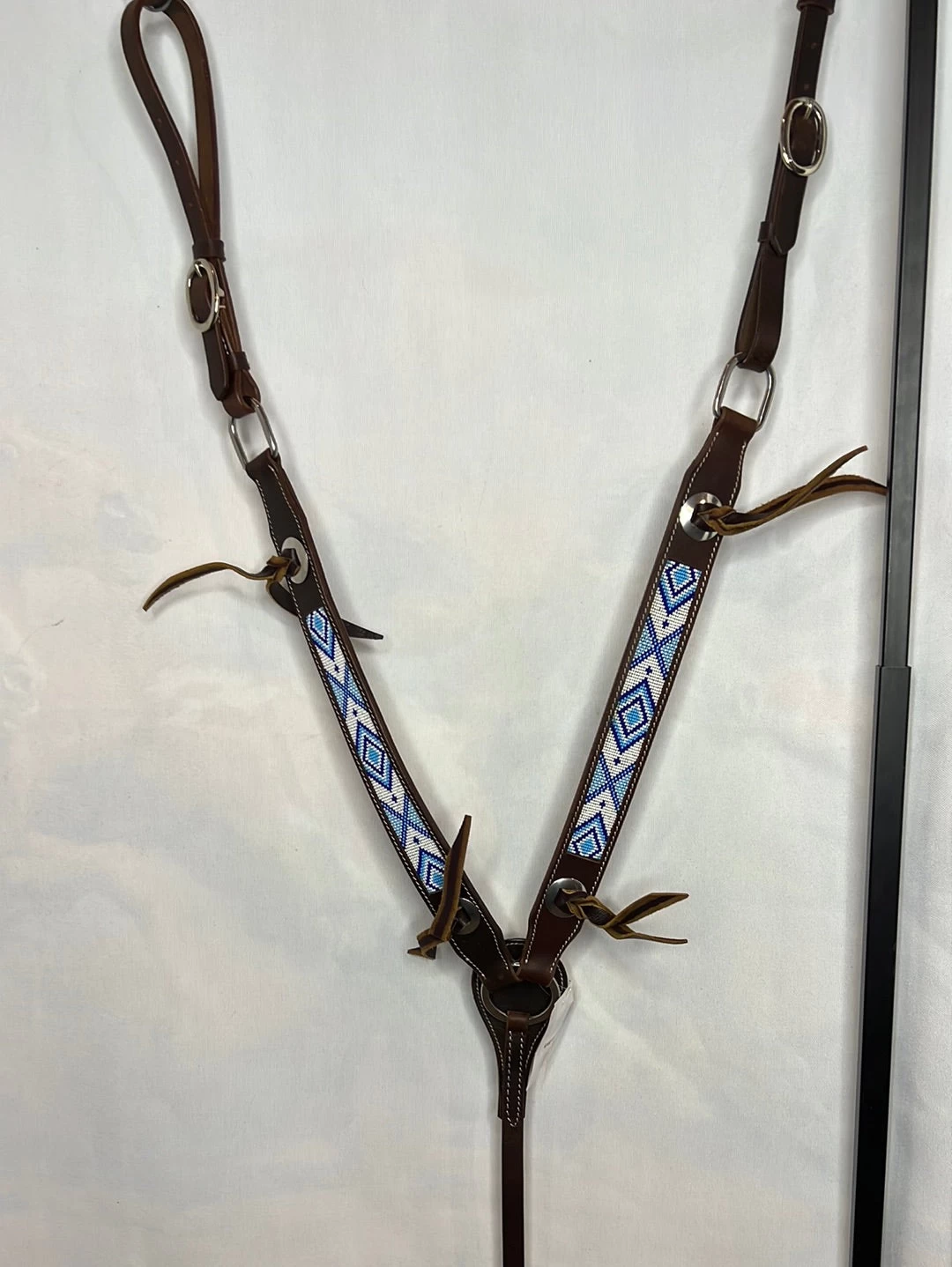 R Bar B-PT Brown Leather W/Beaded Inlay Breastcollar 6102-DBO 3 R Bar B-PT Brown Leather W/Beaded Inlay Breastcollar 6102-DBO