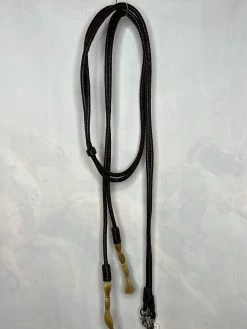 R Bar B-PT Chocolate Braided Split Reins W/Horse Hair Ends