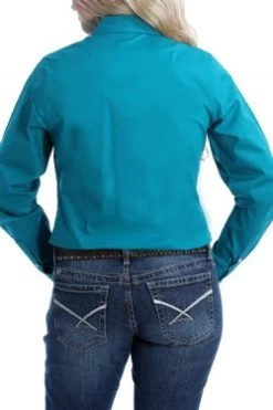 Women's Cinch Teal Solid Button-Down Shirt-Teal -Modern Life Shop msw9164167 4 2242 general