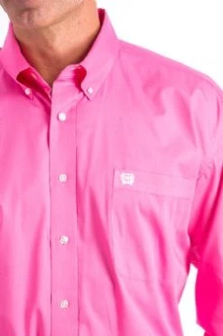 Cinch Men's Solid Pink Button-Down Long Sleeve Shirt -Modern Life Shop mtw1103320 4 1978 general