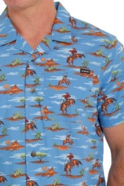 Cinch Men's Blue Bucking Horse Short Sleeve Camp Shirt 9 Cinch Men's Blue Bucking Horse Short Sleeve Camp Shirt -Modern Life Shop mtw1401024 4 1534 general