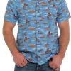 Cinch Men's Blue Bucking Horse Short Sleeve Camp Shirt -Modern Life Shop mtw1401024 1502 general