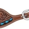Tough 1 Silver Royal Turquoise Buckstitch Spur Straps