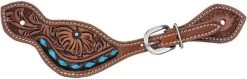 Tough 1 Silver Royal Turquoise Buckstitch Spur Straps